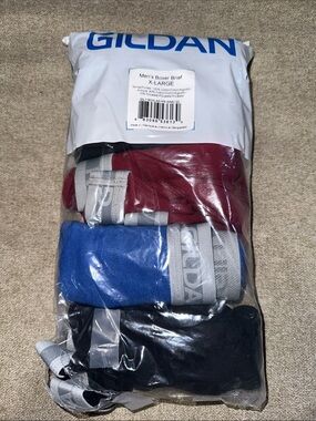 Gildan Men's Boxer Briefs Trio - Blue, Black, Burgundy